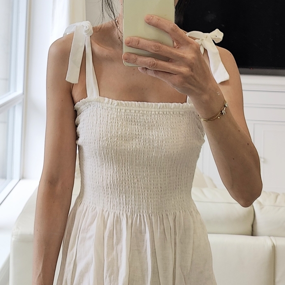 Aritzia Wilfred White golden hour linen Midi Dress - Picture 6 of 8